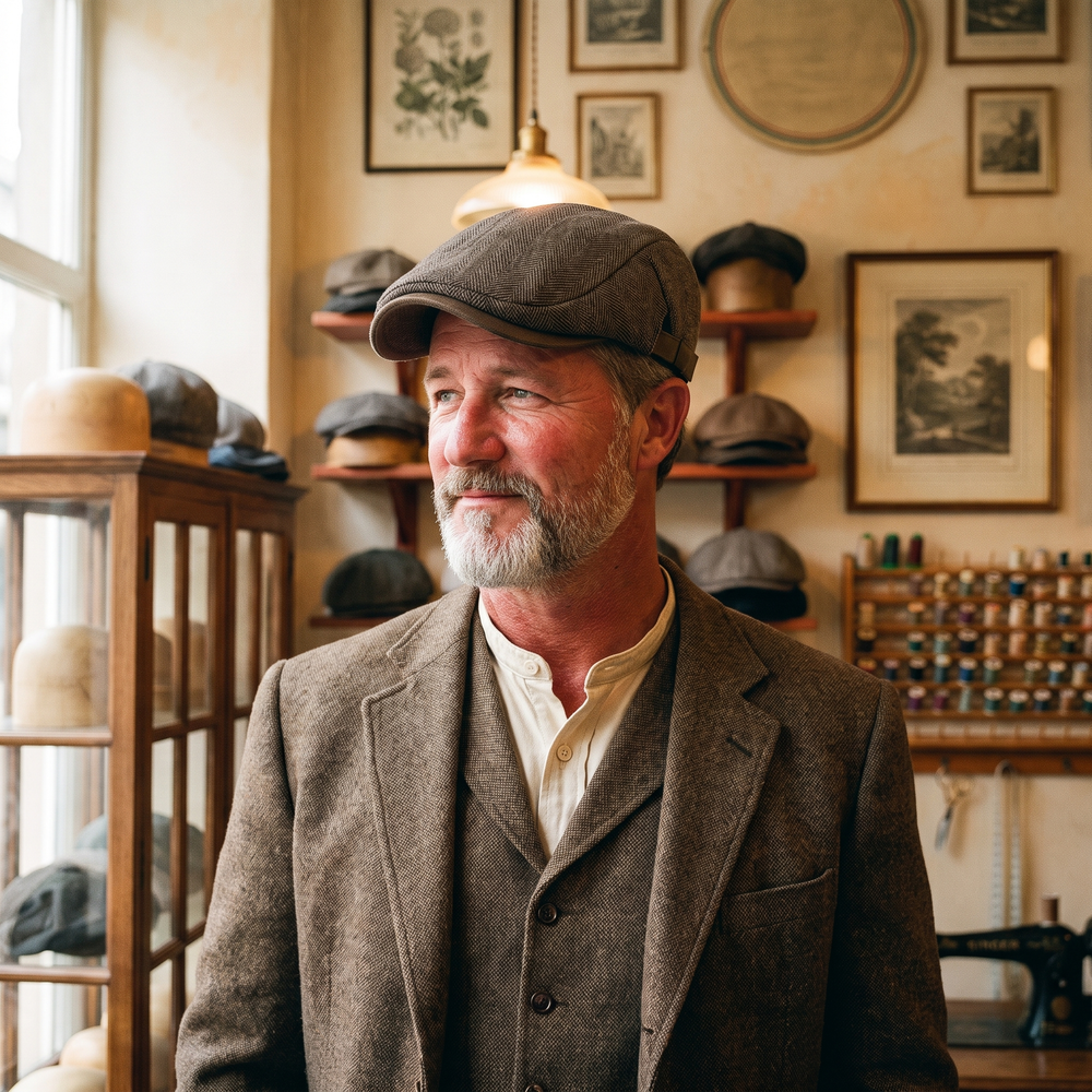 Frank's Caps — wool-herringbone-flat-cap-scottsdale