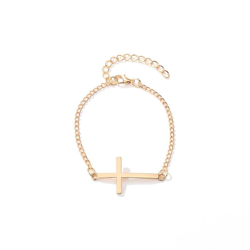 Women's Cross Bracelet Sideways Gold