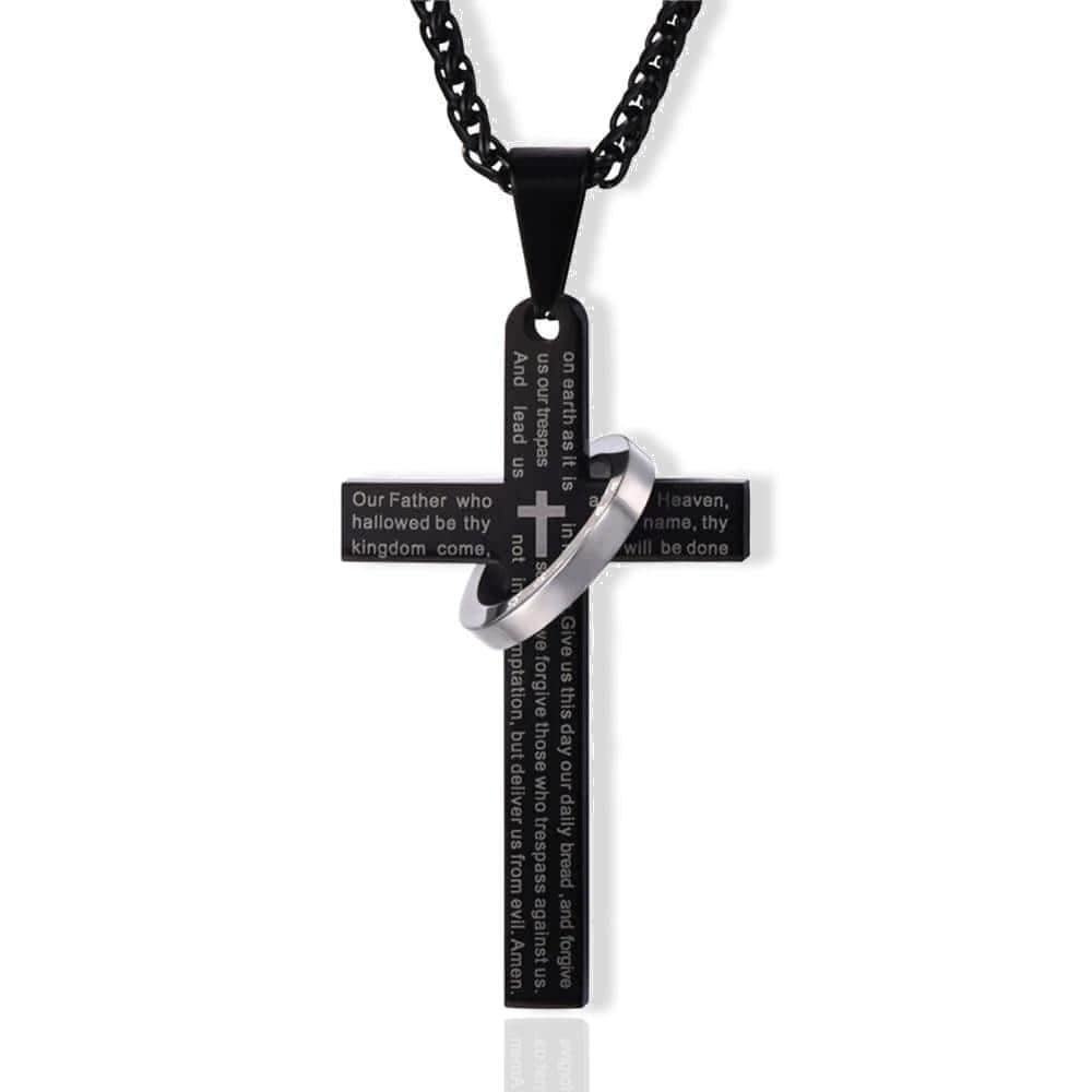 Men's Christian Necklace Lord's Prayer Ring