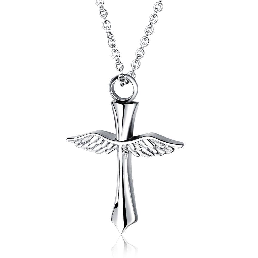 Men's Christian Necklace Cross And Wings