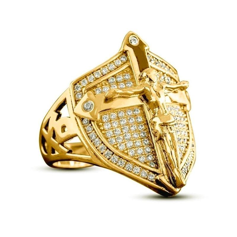 Christian Ring Crucifix Shield