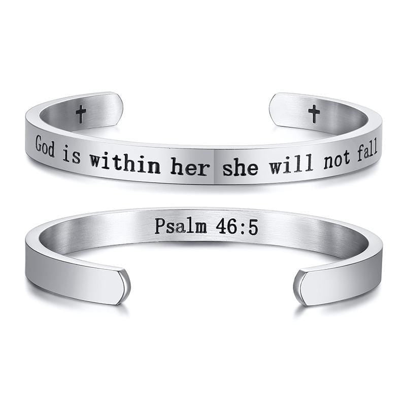 Bible Verse Bracelet God Is Within Her (Cuff)
