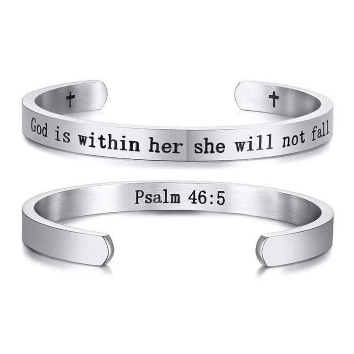 Bible Verse Bracelet God Is Within Her (Cuff)