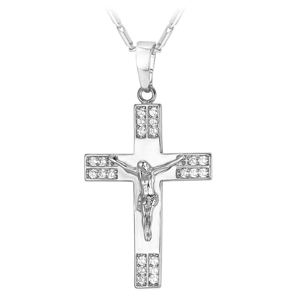 Men's Christian Necklace Diamond Pendant (Platinum)