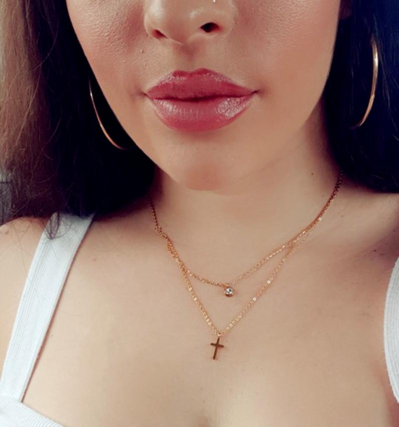 Women's Christian Necklace Choker Diamond (Golden)
